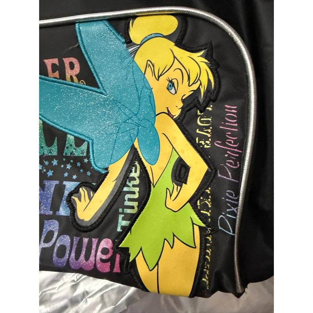 Disney Tinker Bell Pixie Power Black Bag Backpack nylon Glitter‎ Adjustable